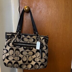Coach Black and Gray Signature Tote